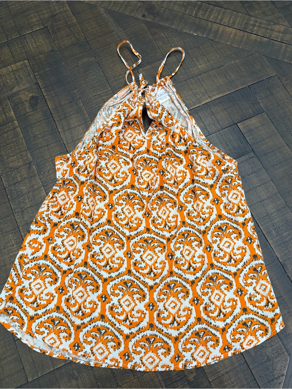 All For Color Orange Patterned Halter Camisole